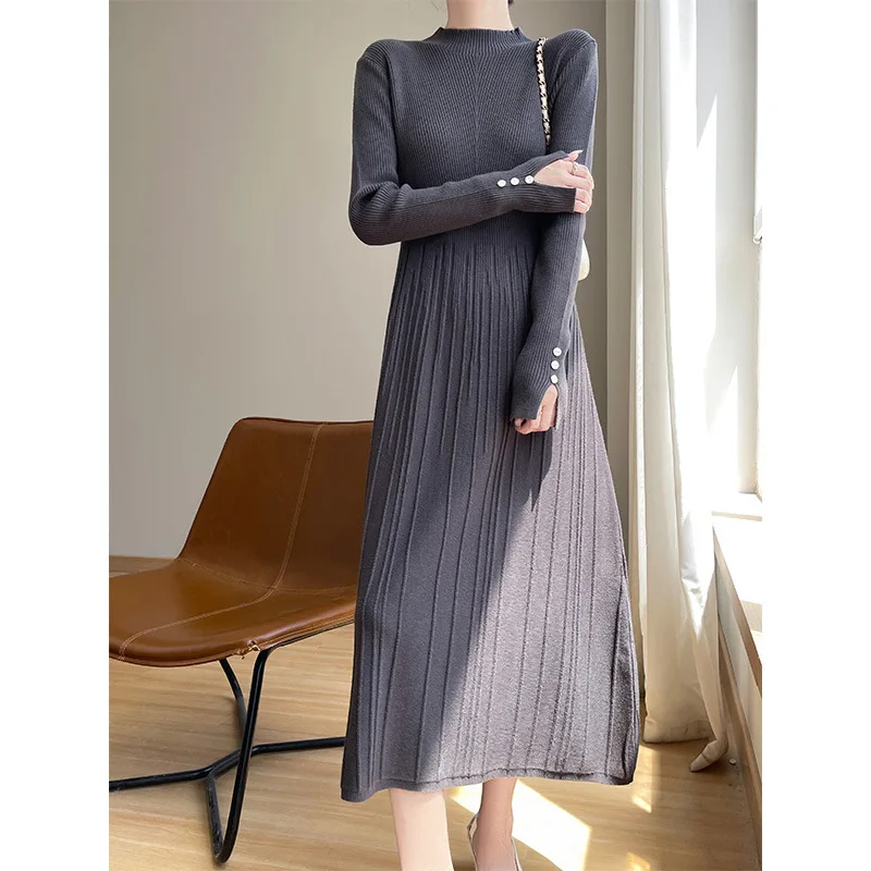 

Женский топ с длинными рукавами, тонкий осенне-зимний базовый костюм, платье, весенний трикотаж, шерстяной свитер, пуловер, женский джемпер средней длины