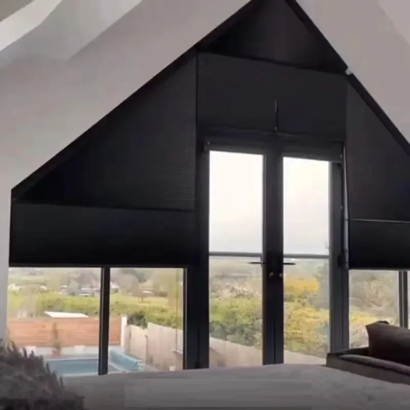 

Custom-made Sunroad Custom-sized blinds with electric triangular honeycomb curtains, movable for opening and closing.