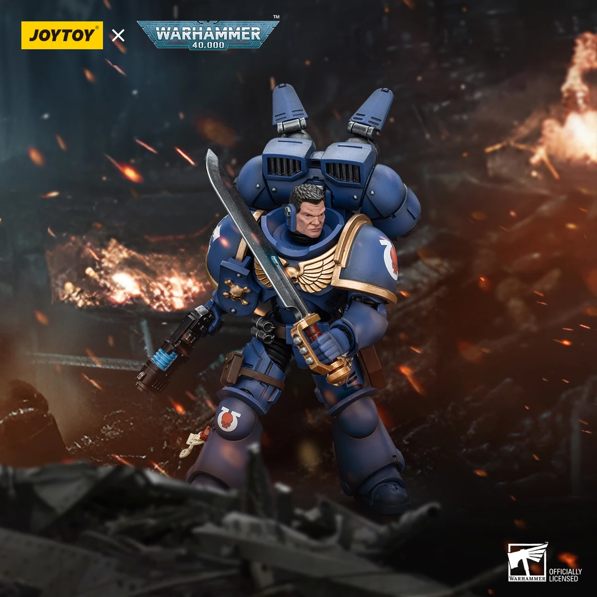 JOYTOY Warhammer 40K 1/18 figurka Ultramarines Jump Pack Intercessors figurki Anime zabawki Model