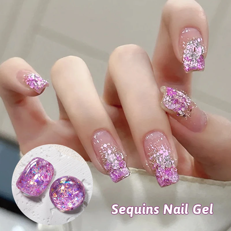 8ml Glitter Sequins Gel Nail Polish Sparkling Glitter Semi Permanant Soak Off UV LED Gel Varnish For Manicure Nails Art DIY