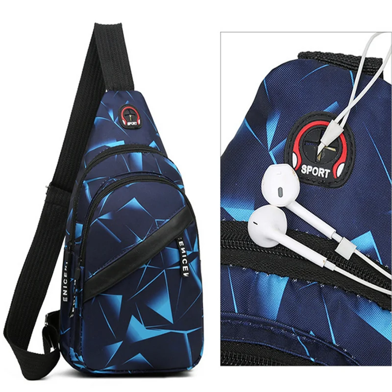 Geometric Print Oxford Cloth Casual Crossbody Bags Husband Backpack Sports Travel Outdoor Light Lovers Chest Bags Shoulder Bags