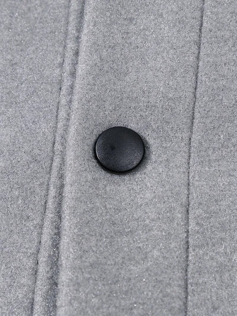 Herrenjacke aus gebürstetem Polyester, Reversjacke mit Knopfleiste/Reißverschluss und Tasche, bequeme, lässige Herbst- und Winterjacke für Büro und Business – Detail 8