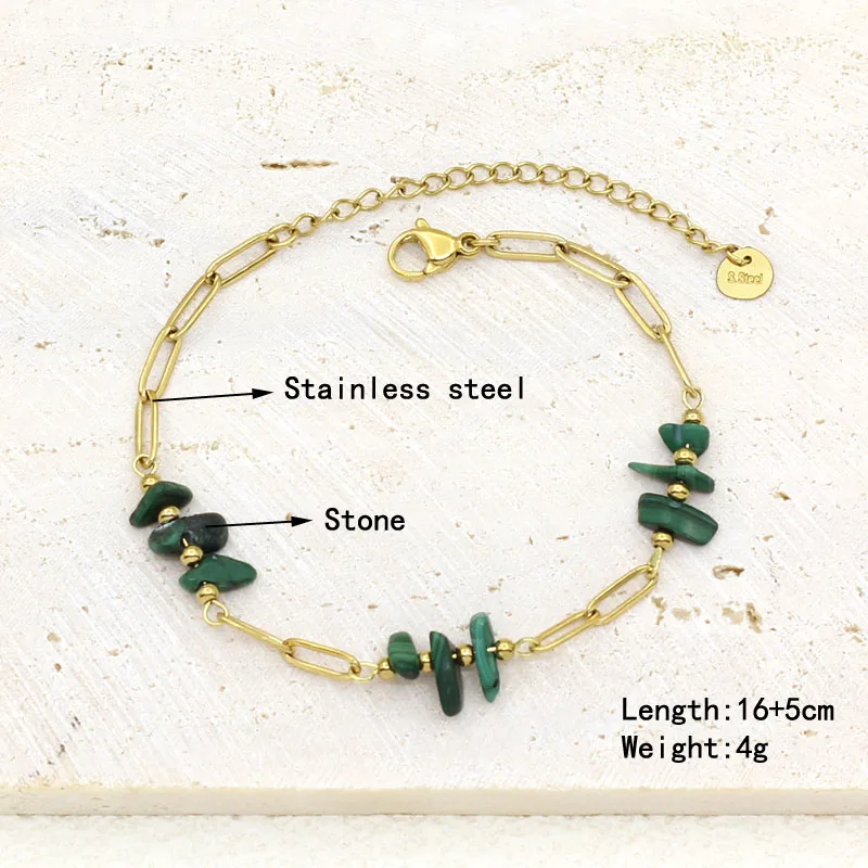 Natural Stone Pearl Bead String Handmade Pendant Bracelet For Women Stainless Steel Gold Plated Chain Bracelet Female Jewelry
