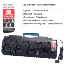 For Milwaukee 14.4V 18V Li-ion Charger Rapid Optimum 4-Port 3A Charging Current Replacement Battery Charger N14 N18