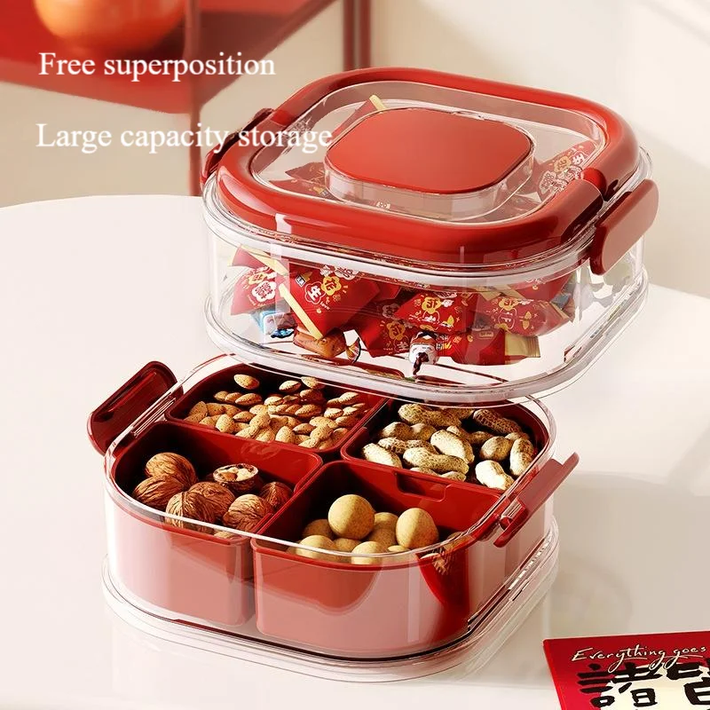 8.7 * 19.7/14.7 * 19.7/20.9 * 19.7cm 1/2/3 layer Snackle Box Container For Candy, Fruits, Nuts, Snacks Snacklebox 3 Compartment