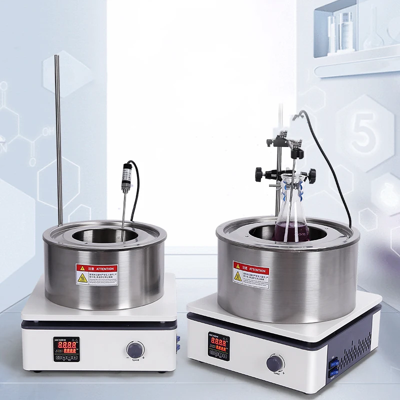 محرك مغناطيسي مختبر وعاء حمام الماء ثرموستاتي التدفئة النفط وعاء حمام خلاط تشتت كهربائي #2
