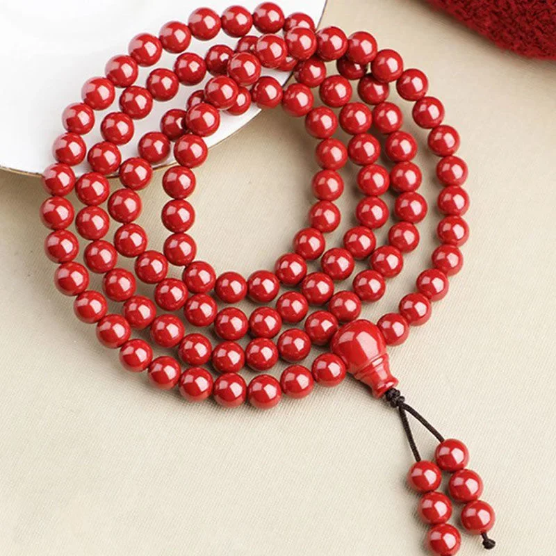 Emperor Sand Cinnabar Bracelet Women's Multi-Circle 108 Buddha Bead Bracelet Men's and Women's Accessories Gift