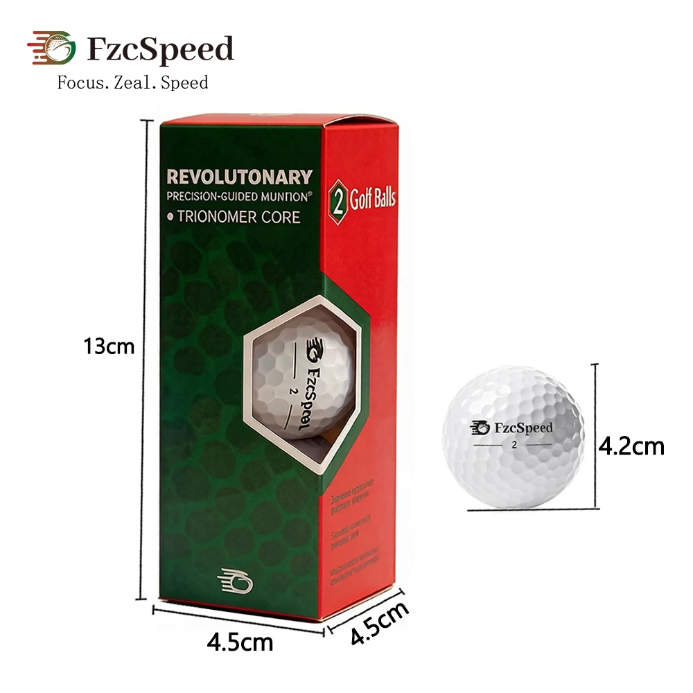 FzcSpeed Two Layer Golf Match Balls Synthetic Rubber Golf Balls Gift Box Packaging For Training Competition