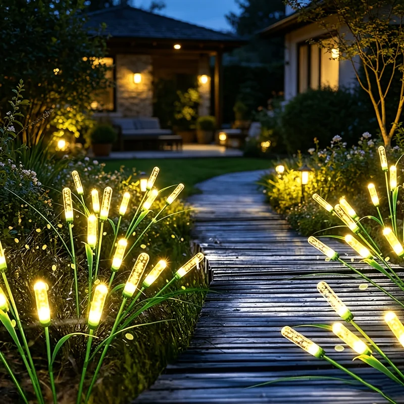 Solar Powered Reed LED Stake Lights, Glowing Bubble Stick Ground Lights for Outdoor Garden Lawn Pathway Landscape Decoration