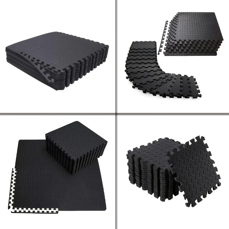 18pcs Multi-purpose EVA Foam Floor Tiles Interlocking Floor Protective Mats & Edge Strips 30x30cm Non-slip Waterproof Home Gyms