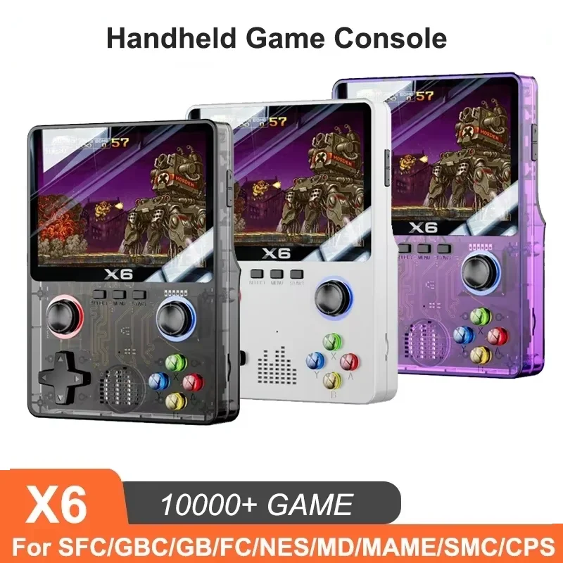 X6 Handheld Game Console 3.5 inch IPS Screen Dual 3D Joystick 11 Simulators GBA Video Game Players 10000+ Games for Kids Gifts