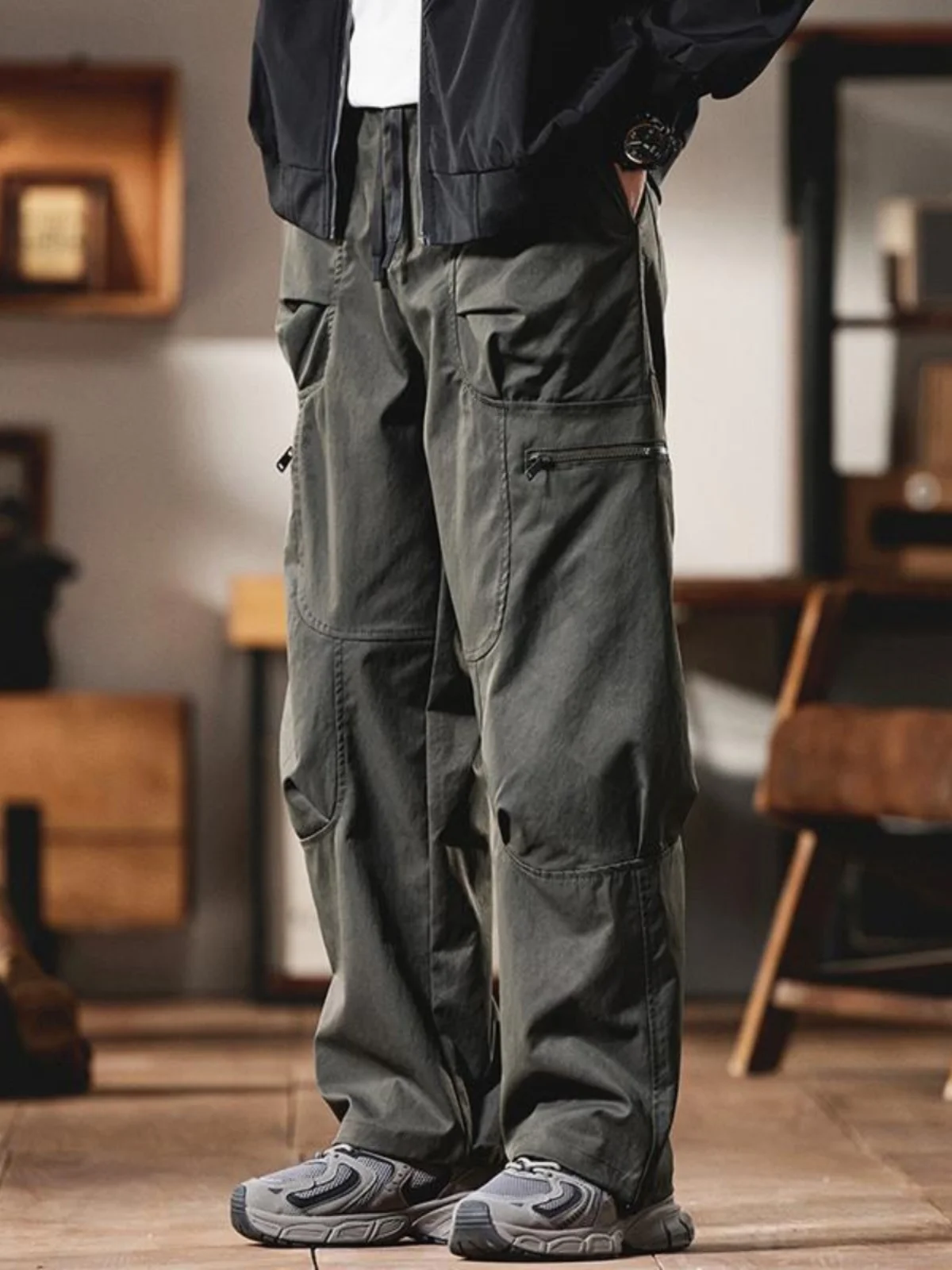 

American Retro Outdoor Work Pants Men's Loose Straight Casual Trousers Spring Autumn New Sle Durable Straight Leg Jeans