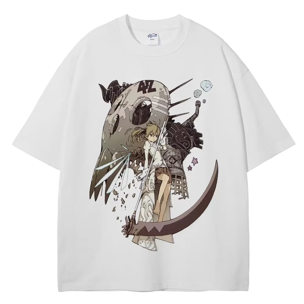 Soul Eater Cotton Streetwear Fashion Oversized Unisex Print Short Sleeve Loose Casual Short Sleeves Classic high quality Couples