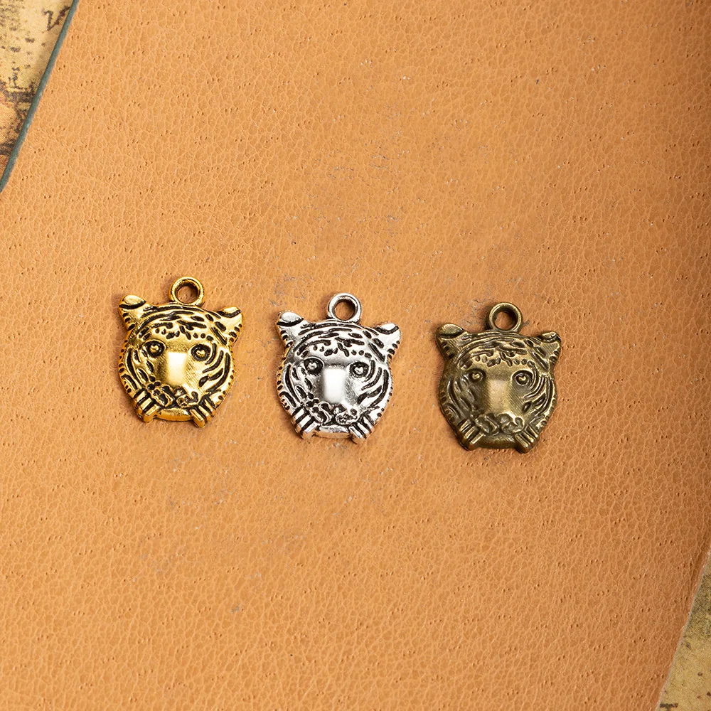 20 Pcs/Lot 15*12mm 3 colors Tiger Charms Antique Pendants for Jewelry Making Necklace Bracelet Accessories Findings