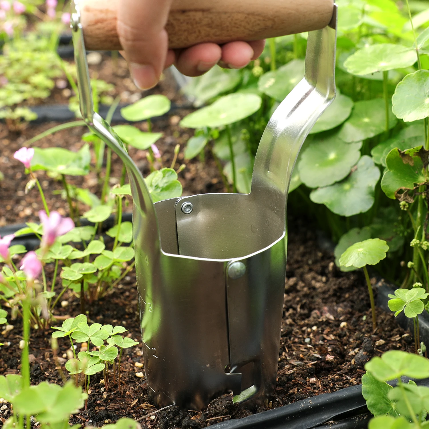 

Металлический садовый инструмент, рассадка для рассады, копатель для отверстий, ручной инструмент для посадки с деревянной ручкой, постельные принадлежности для цветов, оборудование для улицы