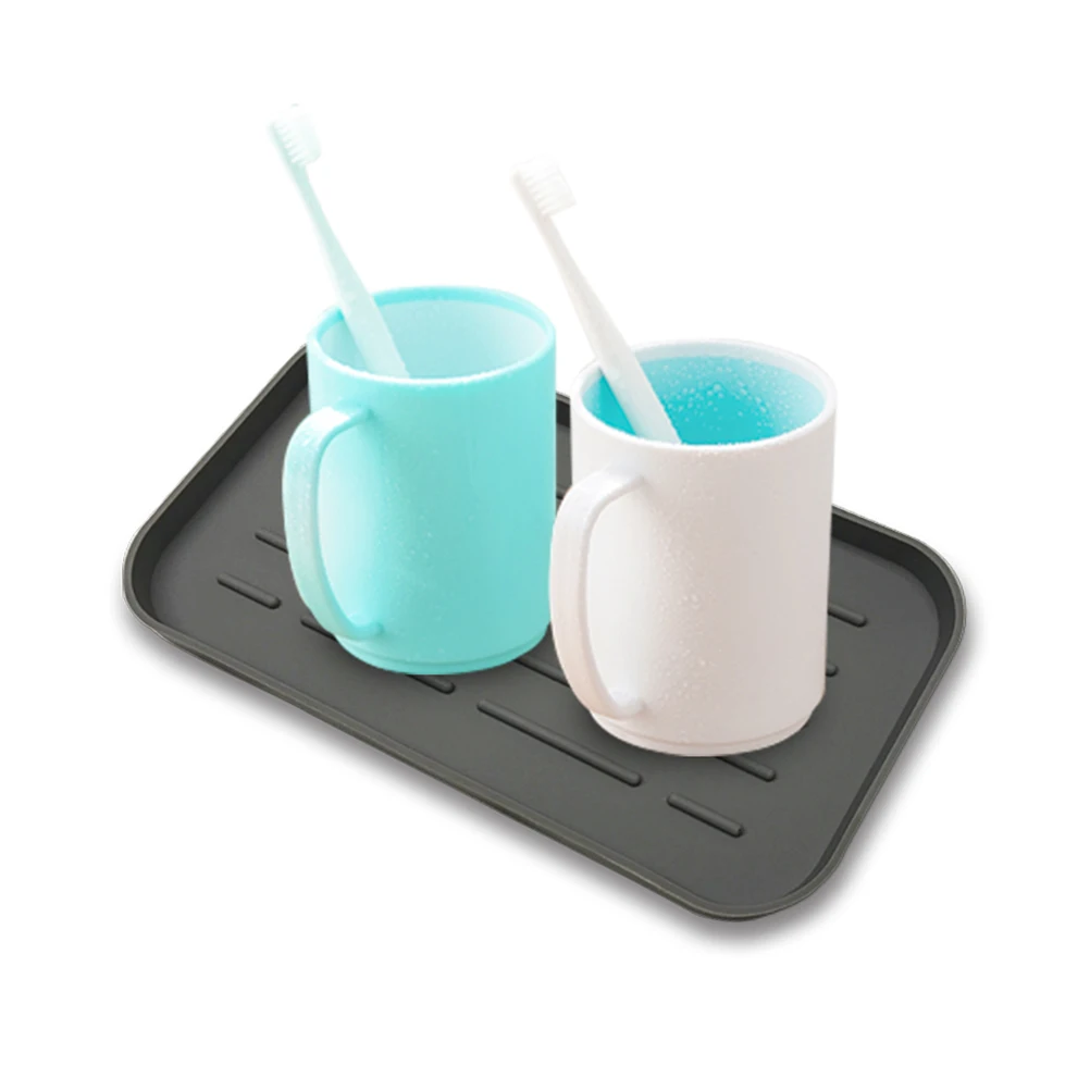 

Versatile Non- Silicone Drain Tray Deep Grooves Drying Mat Perfect For Kitchen Sink Organization And Dish Accessory Storage