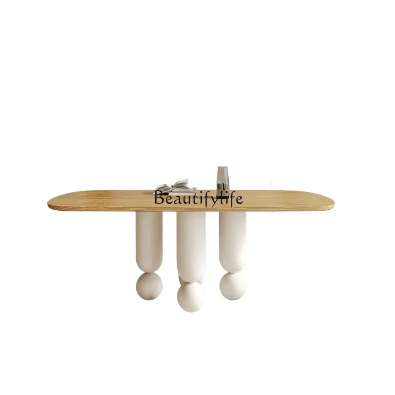 

Nordic French Style Cream Style Log Dining Table Silent Style Negotiation Modern Minimalist Desk