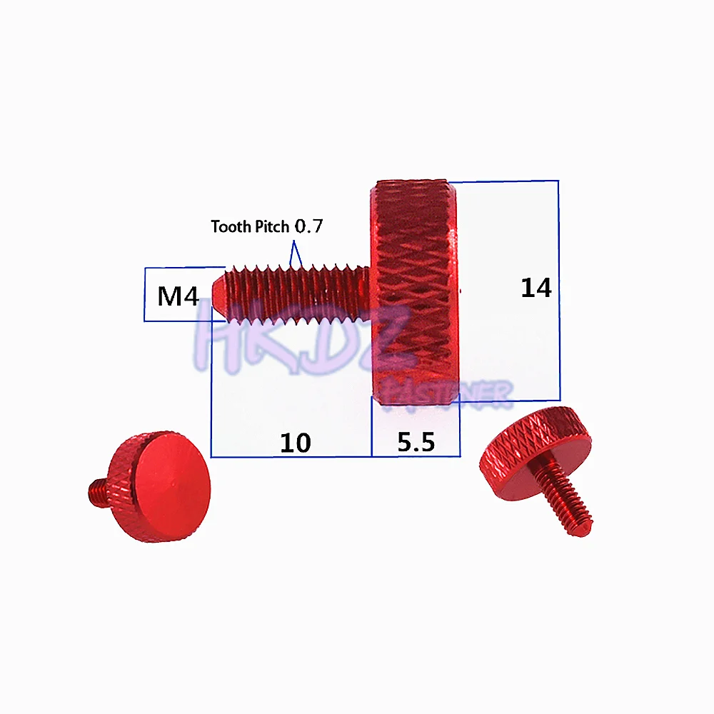 Tornillo de pulgar de aleación de aluminio M4, Tornillo de mano anodizado para reacondicionamiento de chasis, Tornillo de cabeza plana moleteado de aluminio, Tornillo decorativo para bricolaje