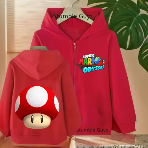 2025 New Fashion Game Zipper Sweater Casual Super Marios-bros Hoodie Kids Clothes Boys Anime Girls Long Sleeve Sonic Trucksuit