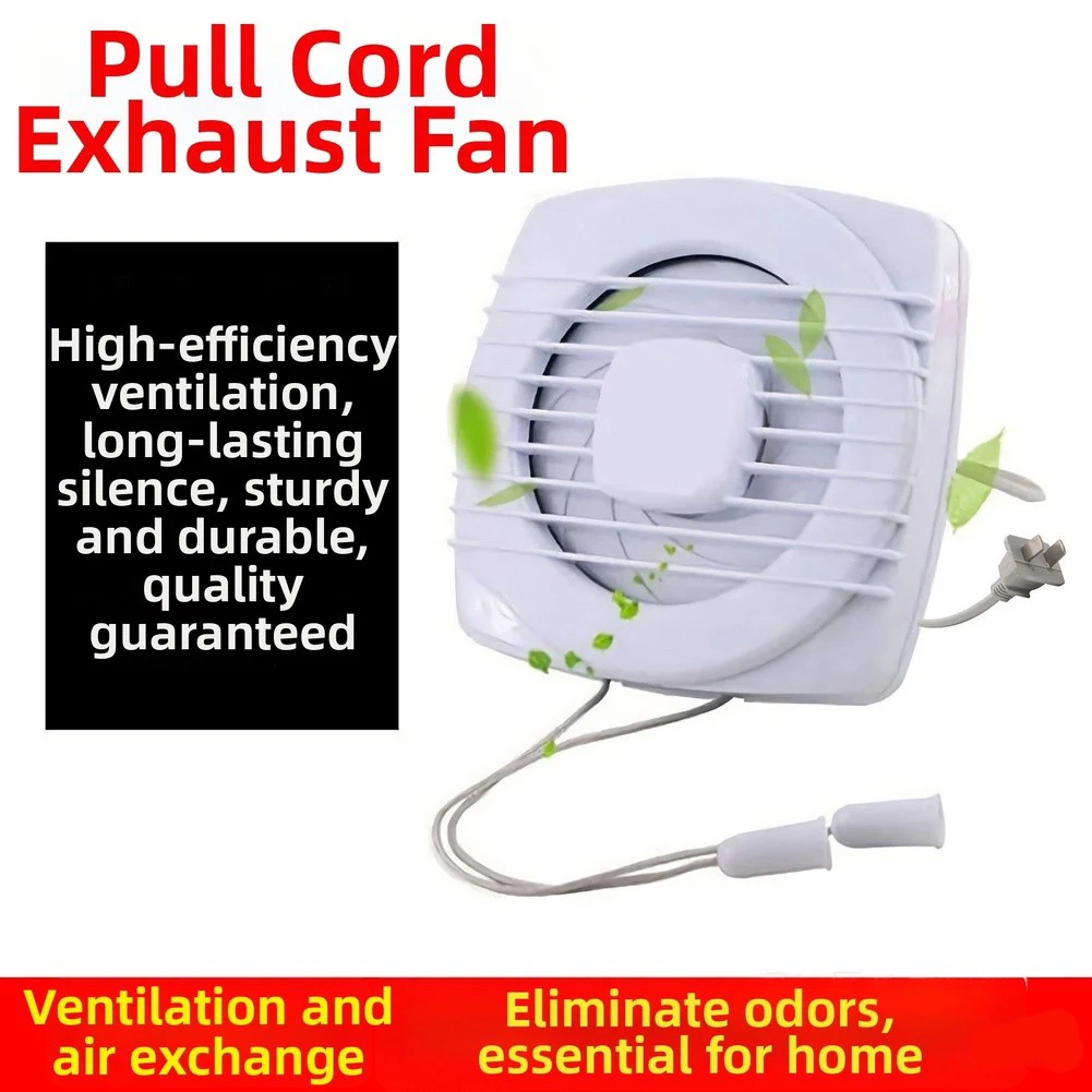 Plastic Pull Cord For Exhaust Fan White Dust Removal Ventilator With Copper Motor For Bathroom Kitchen Easy Installation Home Ai
