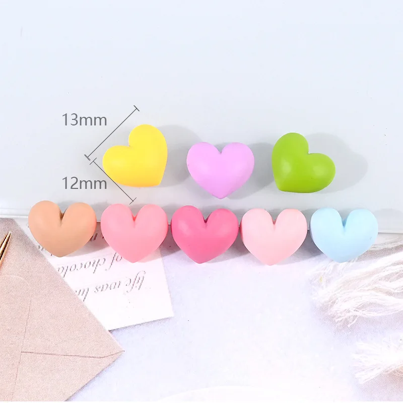 10 stücke 13x12mm herzförmige Harz figur Handwerk Flatback Cabochon Ornament Handwerk liefert Schmuck Herstellung von Haarschmuck Accessoires – Detail 5