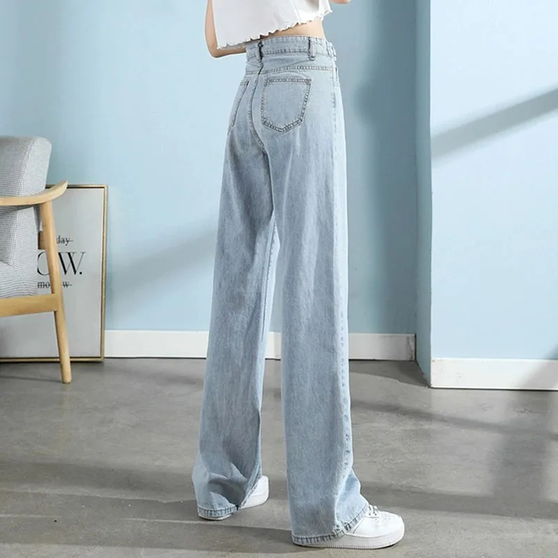 

Y2K Jeans Woman Wide Pants Straight Harajuku Korean Casual Adjustable Waist Basic Trousers Full Length Autumn Fashion