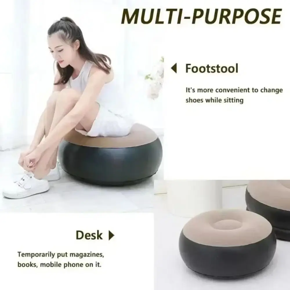 Air-tight Material；Lightweight Inflatable Foot Rest Ottoman Foldable Design Stable Support Footstool Air Pouf Flat Wide Surface
