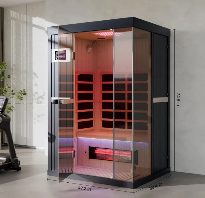 Custom Indoor Canadian Hemlock Wooden Dry Sauna Spa Room 2 Person Full Spectrum Infrared Sauna