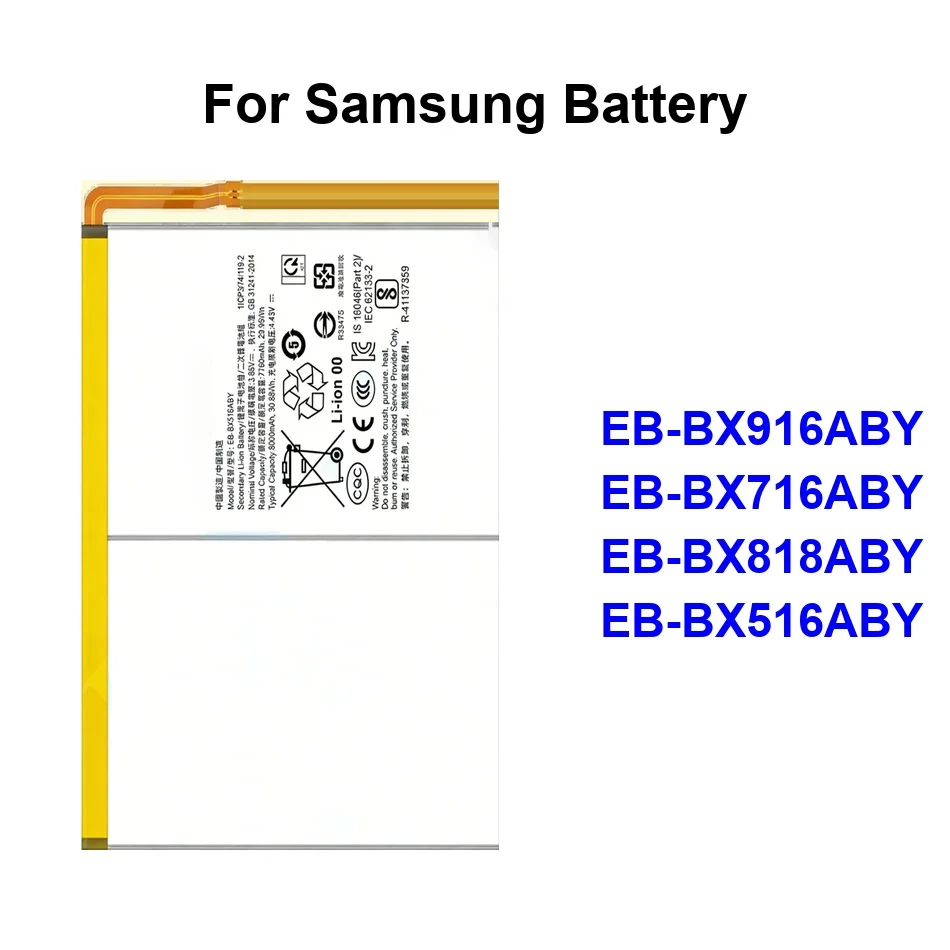 

Tablet Battery Long-Lasting EB-BX916ABY EB-BX516ABY EB-BX818ABY 8000-11200mAh For Samsung Galaxy Tab S9 FE SM-X710 Ultra 5G Plus