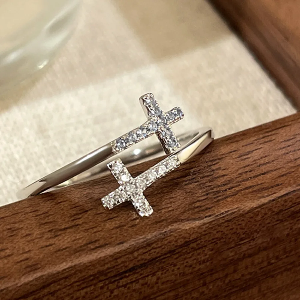 

Кольцо GL Ins-style с двойным слоем и полным покрытием бриллиантами для женщин, уникальный дизайн в корейском стиле, открытое кольцо - отличный подарок для девушки.