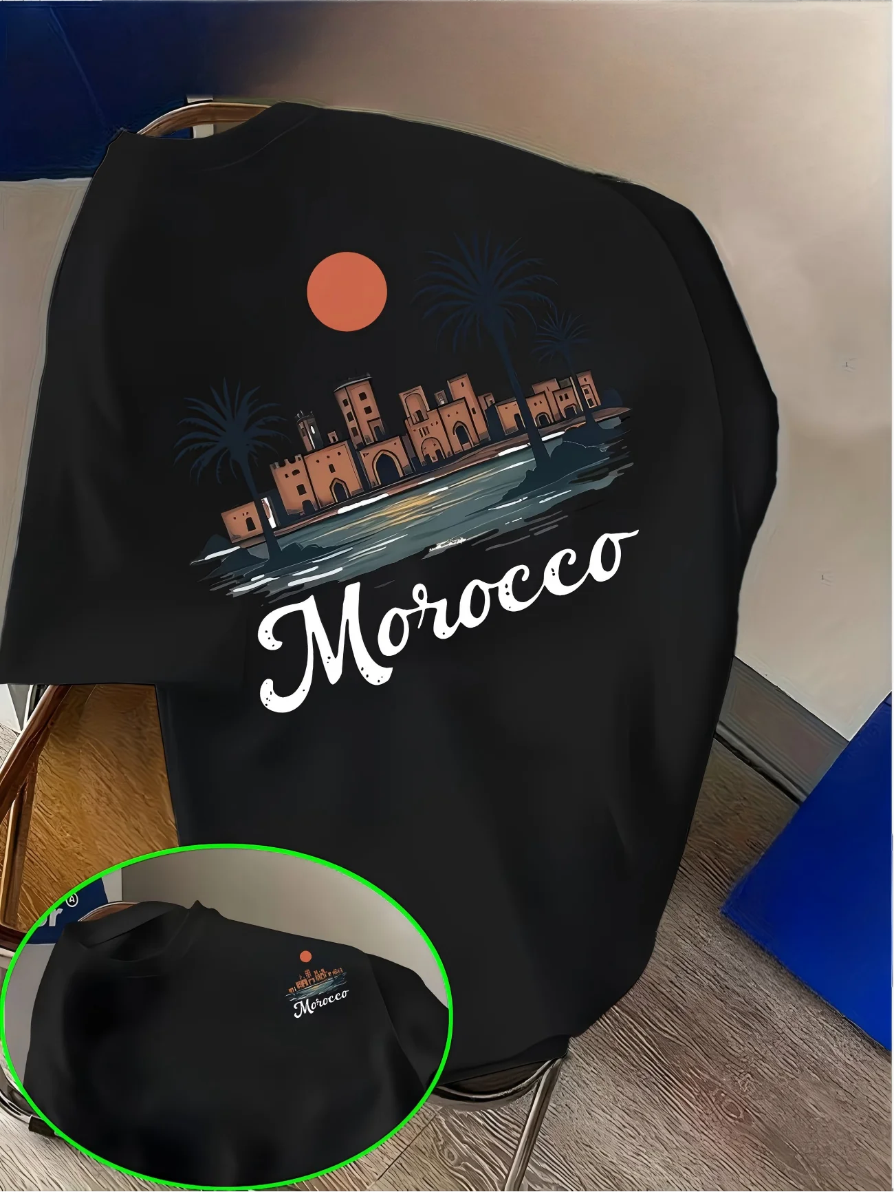 Vintage Morocco Cityscape Graphic T-Shirt Women Men Summer Short Sleeve Palm Tree Print Loose Tops Casual Travel Streetwear Tee