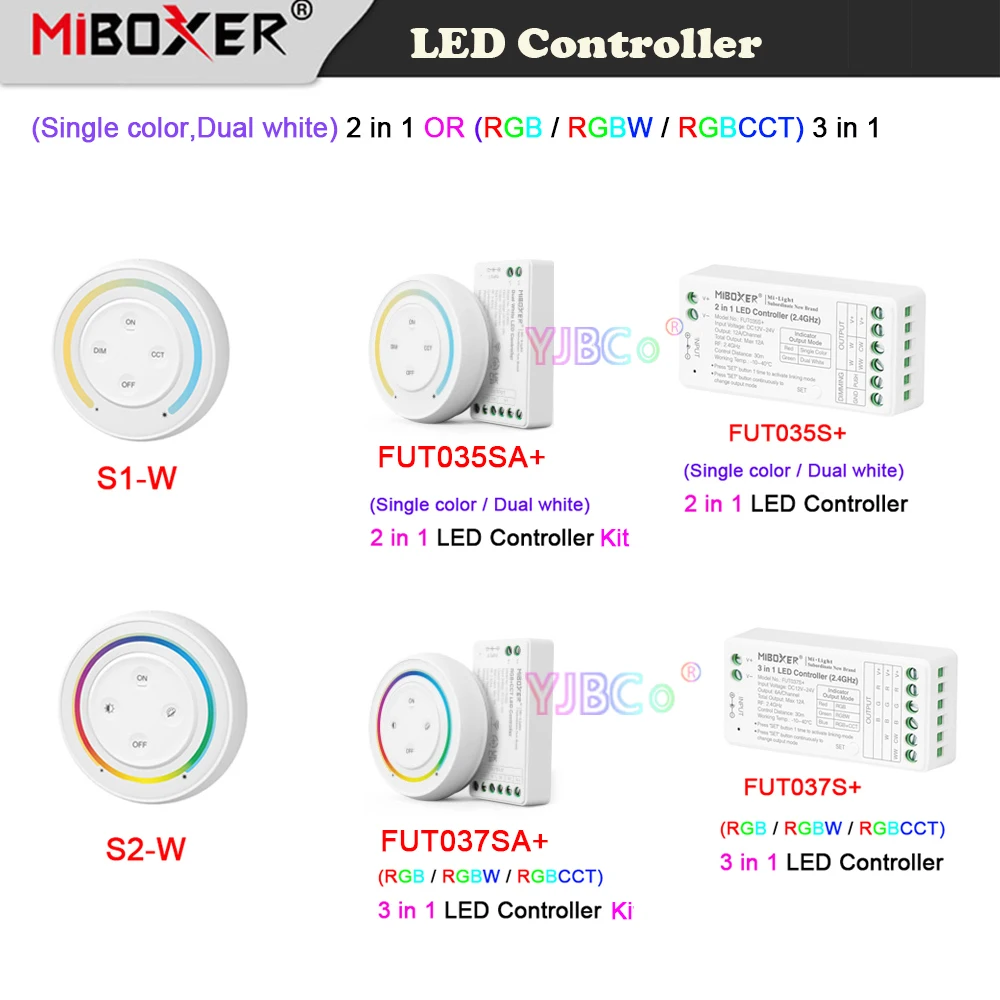 

Miboxer monochrome/Dual White CCT 2 in 1 2.4G Sunrise Remote dimmer RGB RGBW RGB+CCT Rainbow Switch 3 in 1 LED light Controller