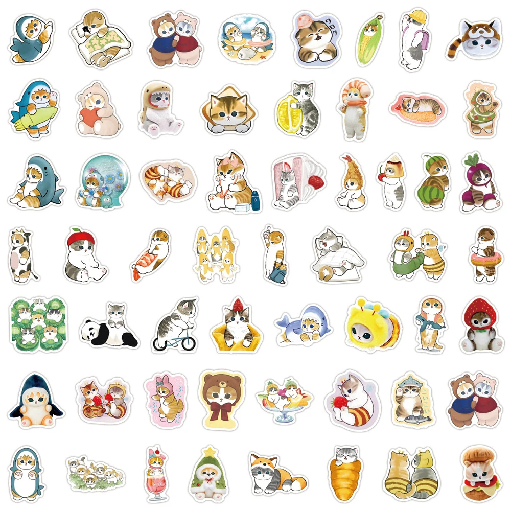 10/30/50/110pcs Cute Mofusand Cartoon Stickers Funny Animals Cat Graffiti Sticker Laptop Water Bottle Phone Decals for Kids Toy