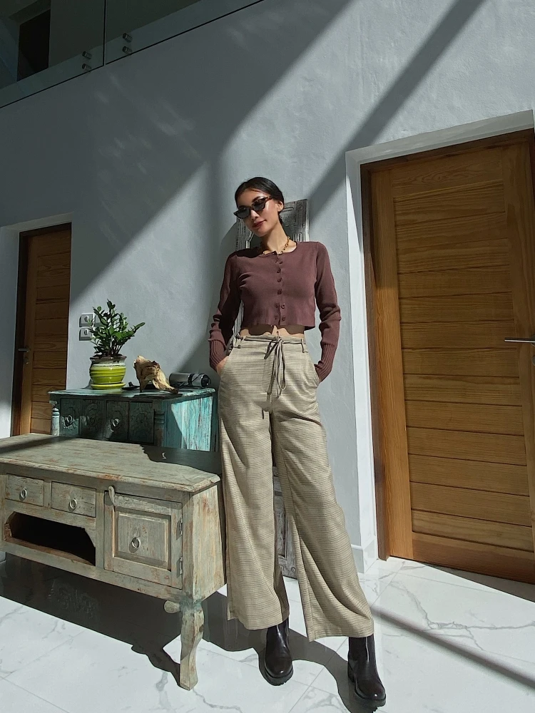 

Осенне-зимние модные ретро-брюки из искусственной кожи с поясом, с высокой талией, широкими штанинами, повседневные, прямого кроя, маленькие размеры, размер L