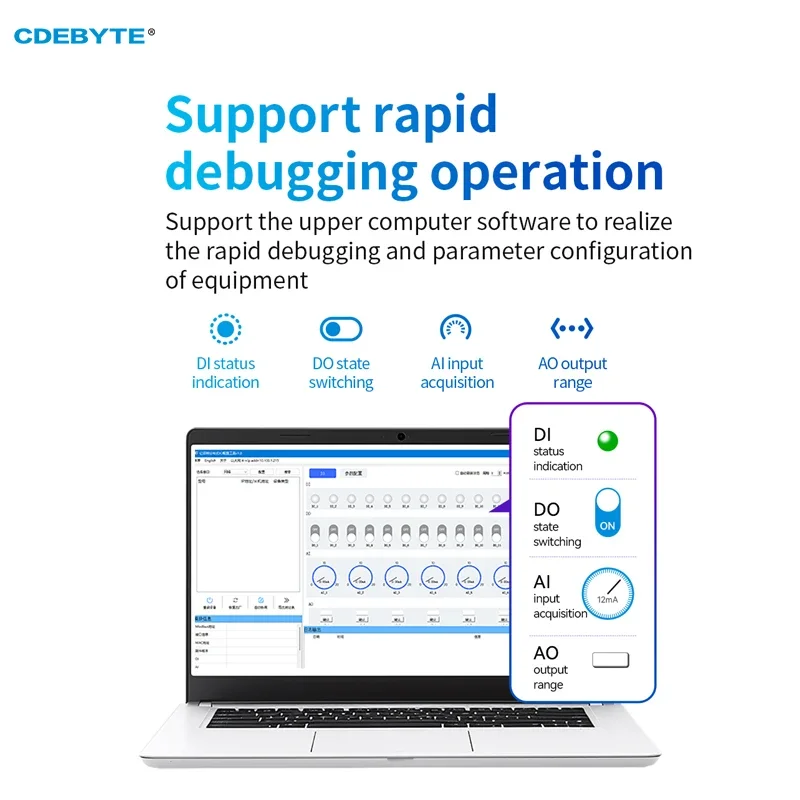 4DI+4AI+4DO Verteiltes Remote-IO-Erweiterungsmodul Analogschalter Erfassung CDEBYTE GAAAX4440 Schnelle Erweiterung RJ45 RS485 Modbus