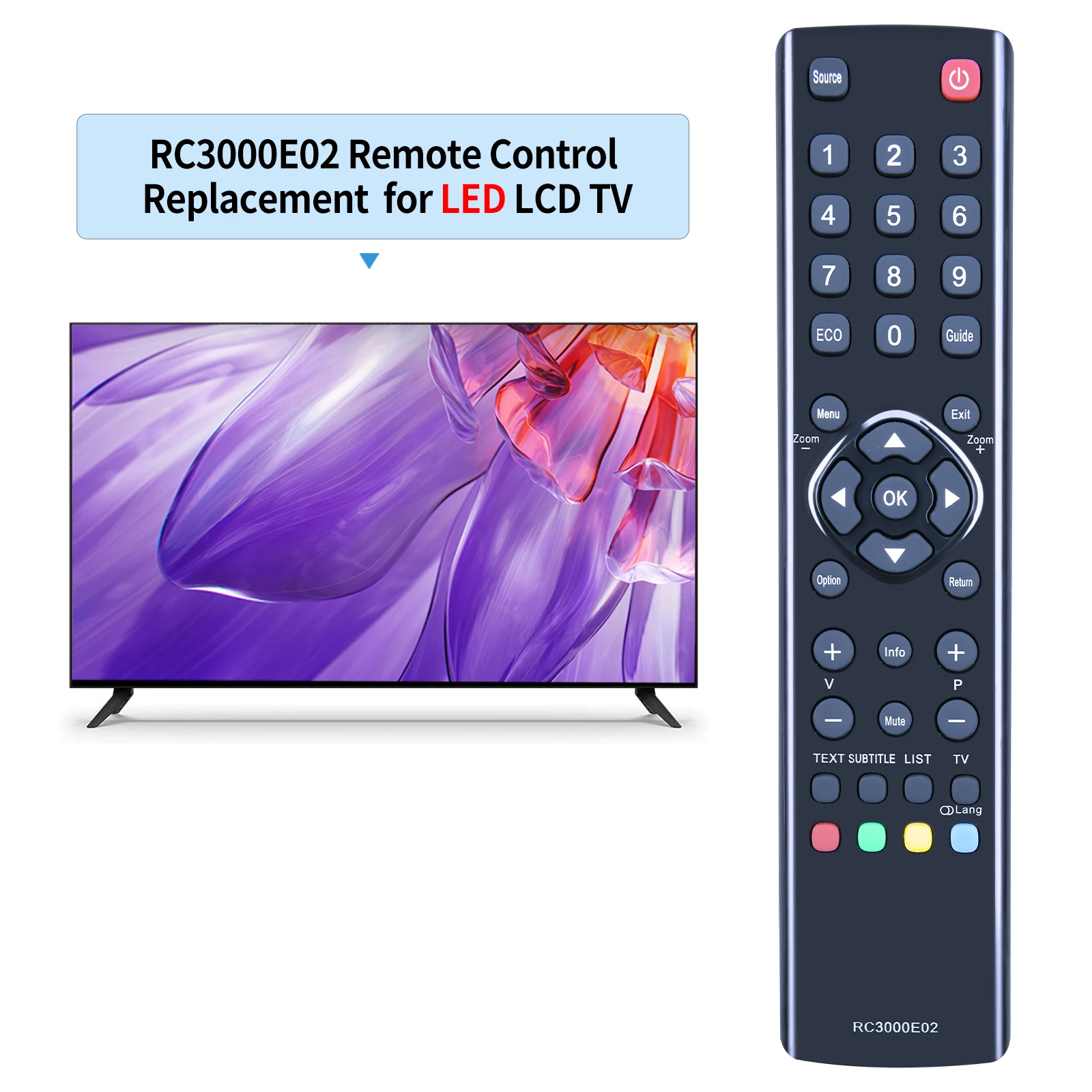 Remote Control RC3000E02 Use for TCL THOMSON LED LCD Smart TV Controller Replacement