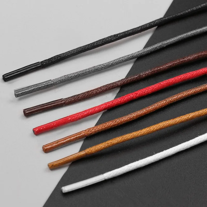 Women Men Shoelaces Waterproof Leather Boot Shoe Laces Round Shape Fine Rope Black Red Blue gray Brown Shoelaces