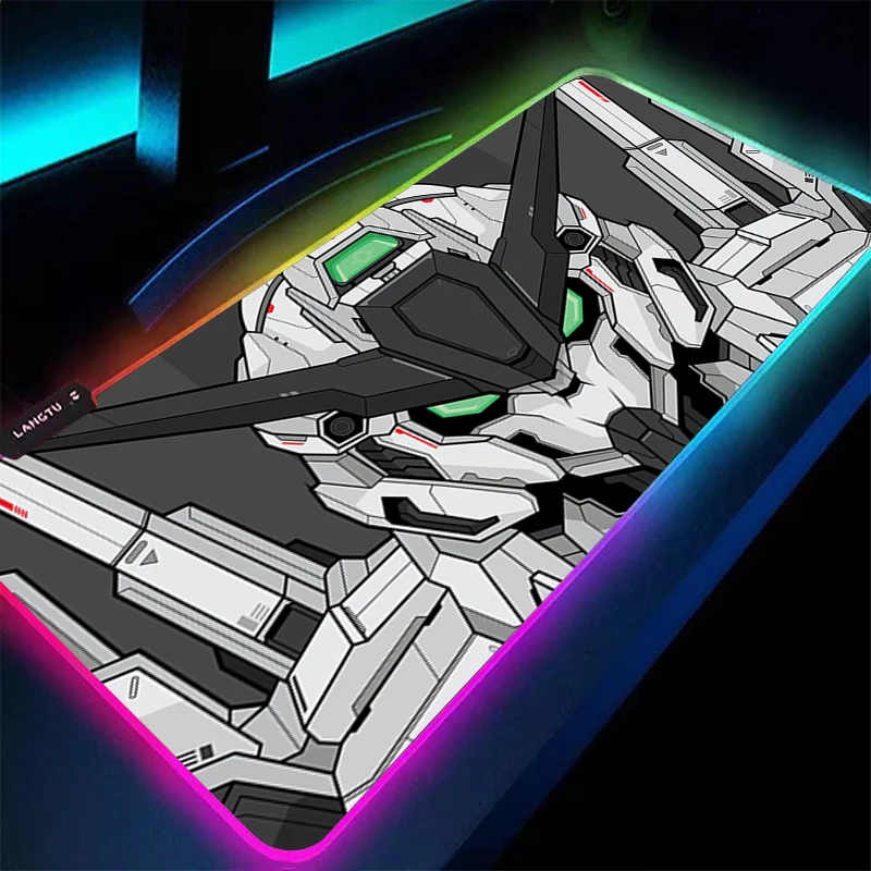 

LED RGB Mouse Pad Rubber Mousepad Mechanical Warrior Gundam Computer Gaming Accessories Keyboard Pad Decoracion Desk Mouse Mat