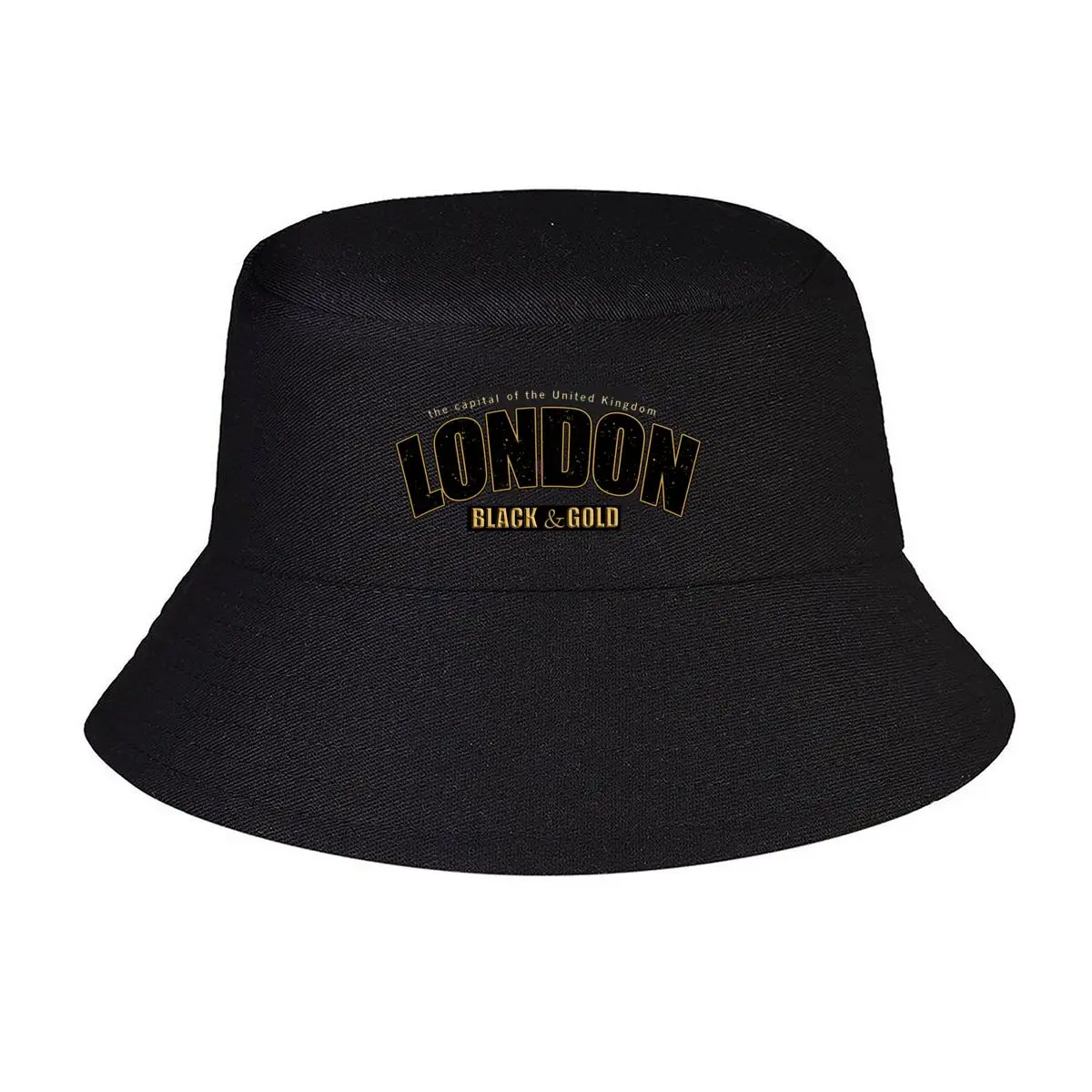London Black And Gold United Kingdom Capital Typography Fisherman Hat Winter Cap