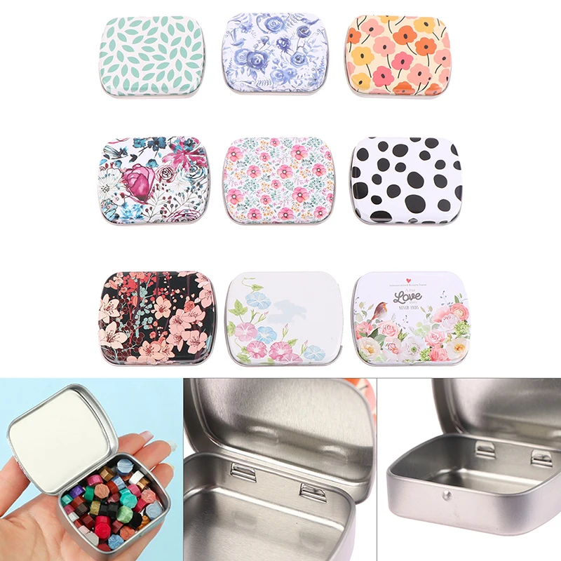 Mini Tin Box Metal Hinged with Lid Portable Rectangular Small Storage Container Candy Pill Cases for Home Organizer