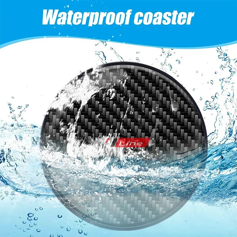 1/2Pc Car Carbon Fiber Coaster Water Cup Slots Non-Slip Pad For Hyundai Santa Sonata Solaris Azera Creta Tucson Car Accessories