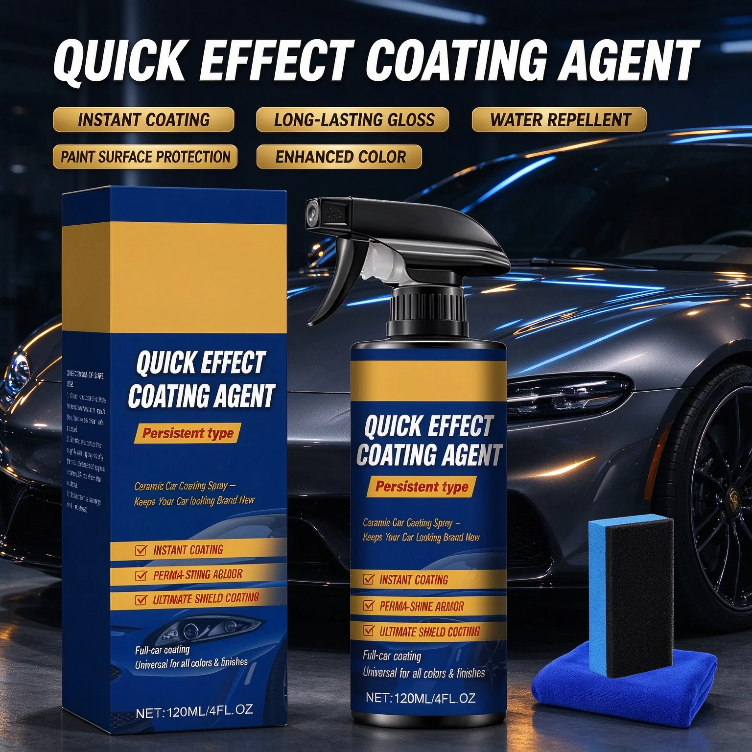 1/2pcs Car Coating Spray, Quick Effect Coating Agent, 2026 New Quickly Coat Car Wax, Car Scratch Wax Polish Spray Waterless Wash