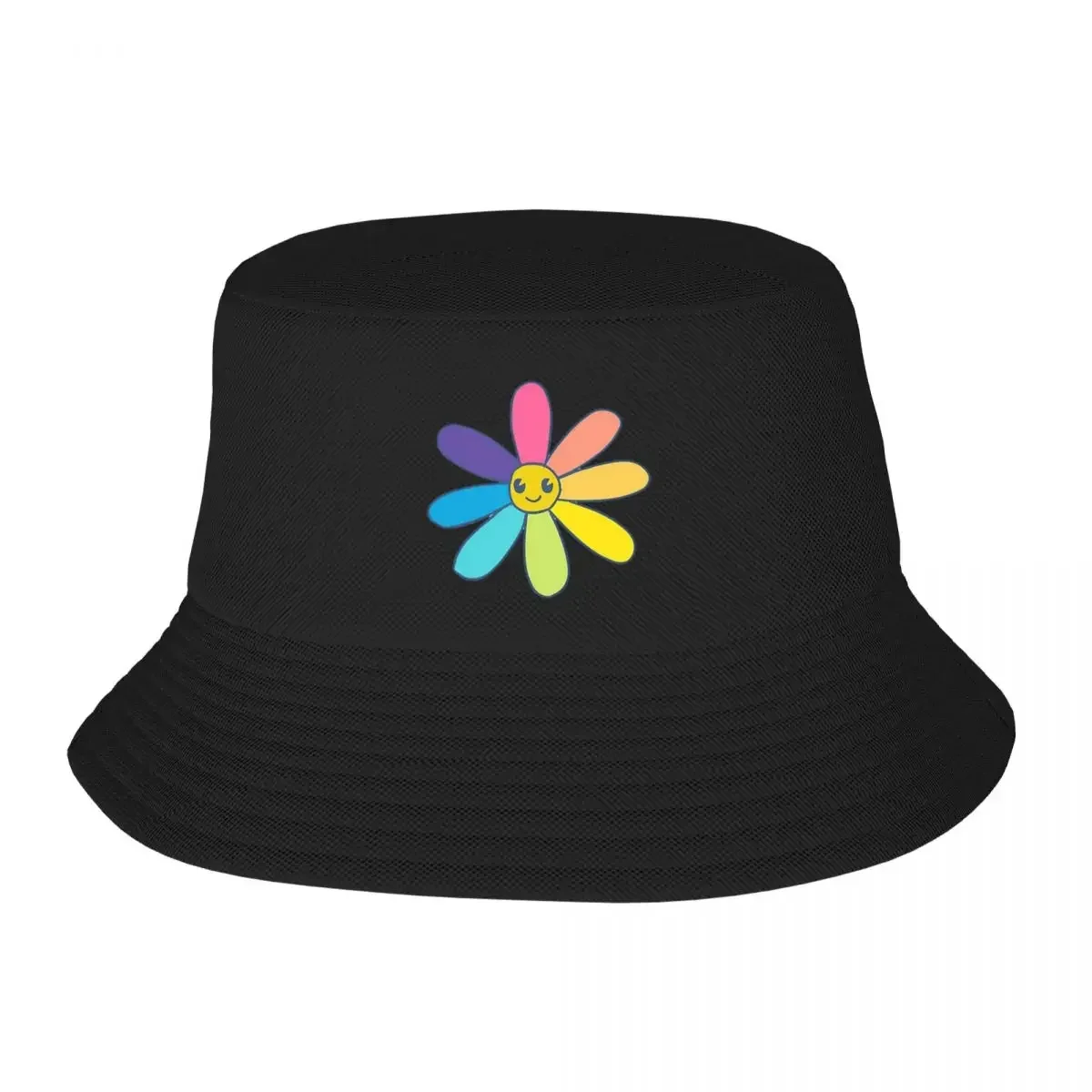 Cute Hand Drawn Rainbow Flower Bucket Hats Panama For Man Woman Bob Hats Fashion Fisherman Hats Summer Beach Fishing Unisex Caps