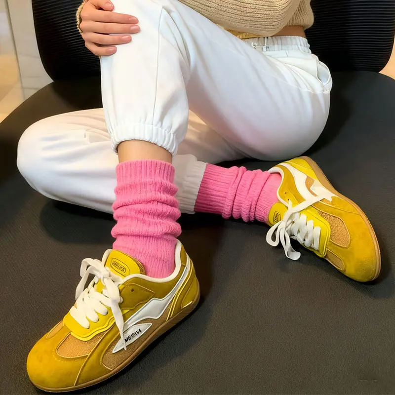 

Красные ретро-спортивные повседневные туфли Deqin с мягкой подошвой в ретро-стиле, парные, для весны и осени, на резиновой подошве, с круглым носком