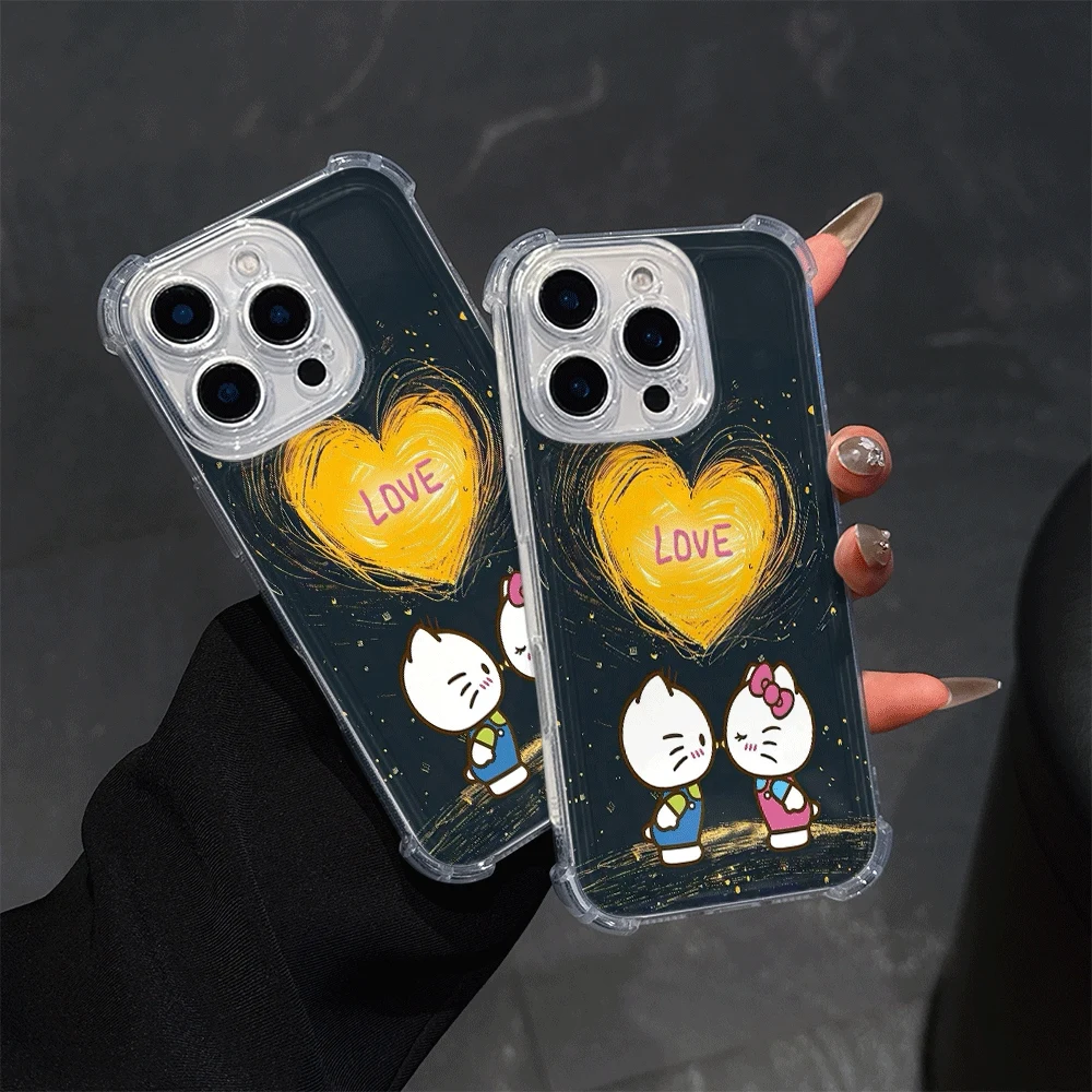 

Прозрачный чехол для телефона Sanrio KT для IPhone14 Pro IPhone 16/15/14/13/12/11/x/xs/xs Max, женские чехлы для телефонов Hellokitty, модные