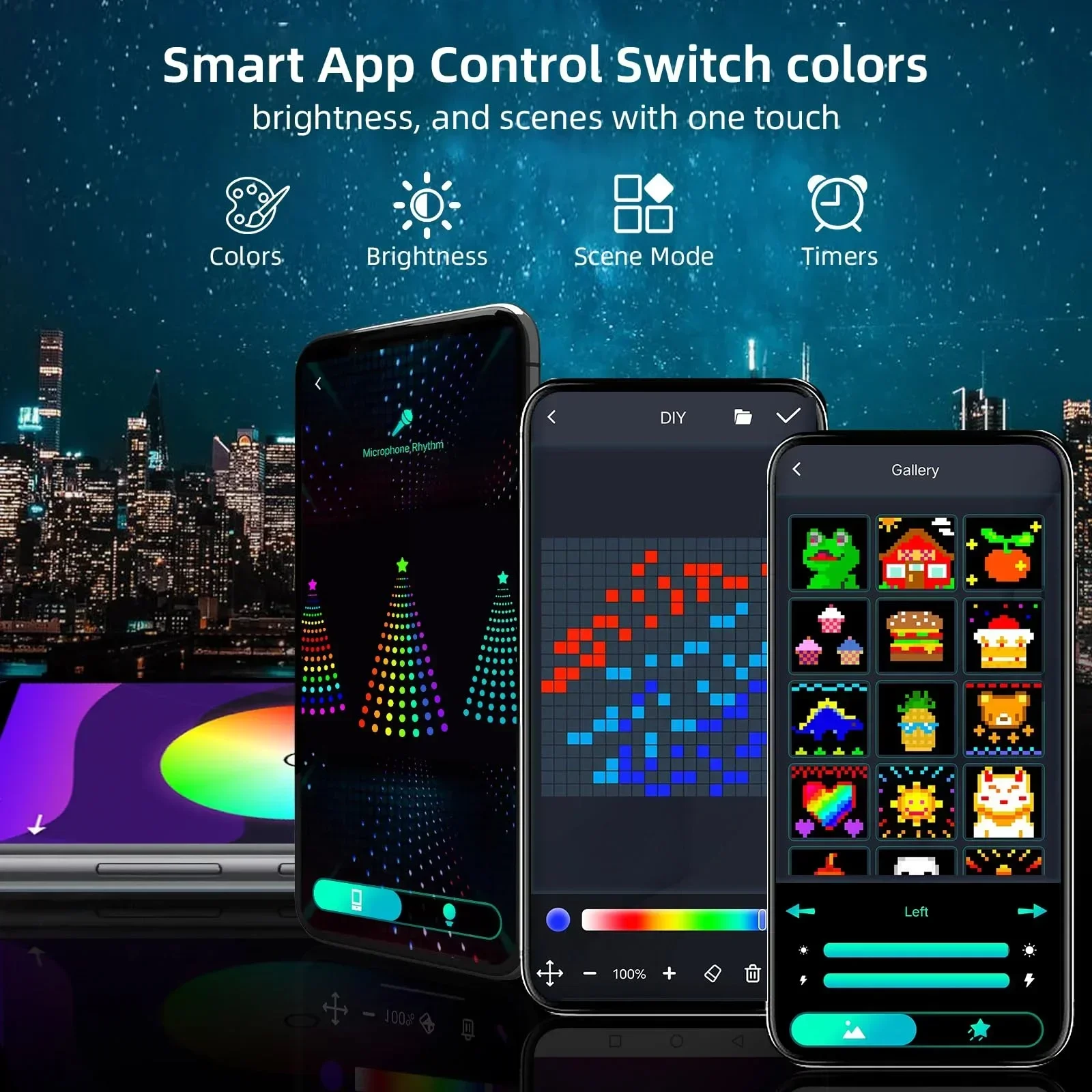 2.1M Smart APP Christmas Tree Light DIY Graffiti Text 400LEDs RGB Xmas Tree Fairy Light Tree Waterfall Garland Holiday Decor