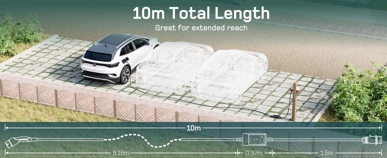 dé Mobile Wallbox 11kW Typ 2 APP 16A 3-Phasen 5,5m 7m 10m 15m 20m 25m Ladekabel Elektrofahrzeug-Ladegerät CEE-Stecker auf Typ 2 mit Einstellbarem Strom EV-Ladegerät RCD Typ A 30mA (AC) + 6mA (DC) – Detail 11