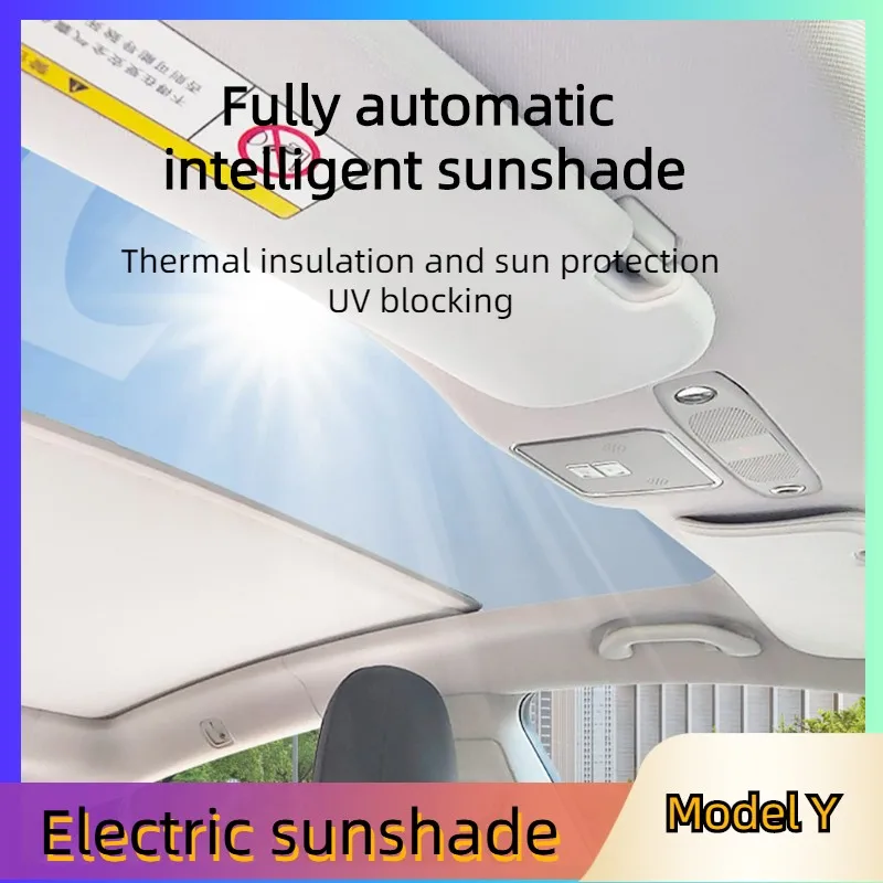 

For Tesla Model Y Car Interior Accessories LED Electric Sunshade Car Roof Sunshade Sun Protection Sunroof