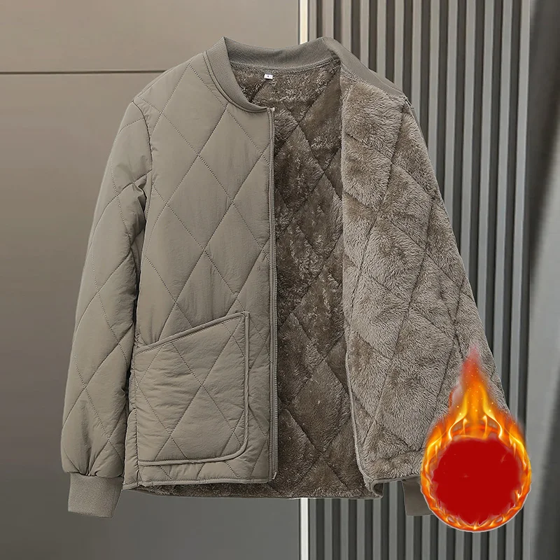 

Мужская плюшевая куртка, осень-зима, воротник-стойка, карман на молнии, мужская верхняя одежда, утепленная флисовая куртка с длинным рукавом, деловое повседневное мужское пальто