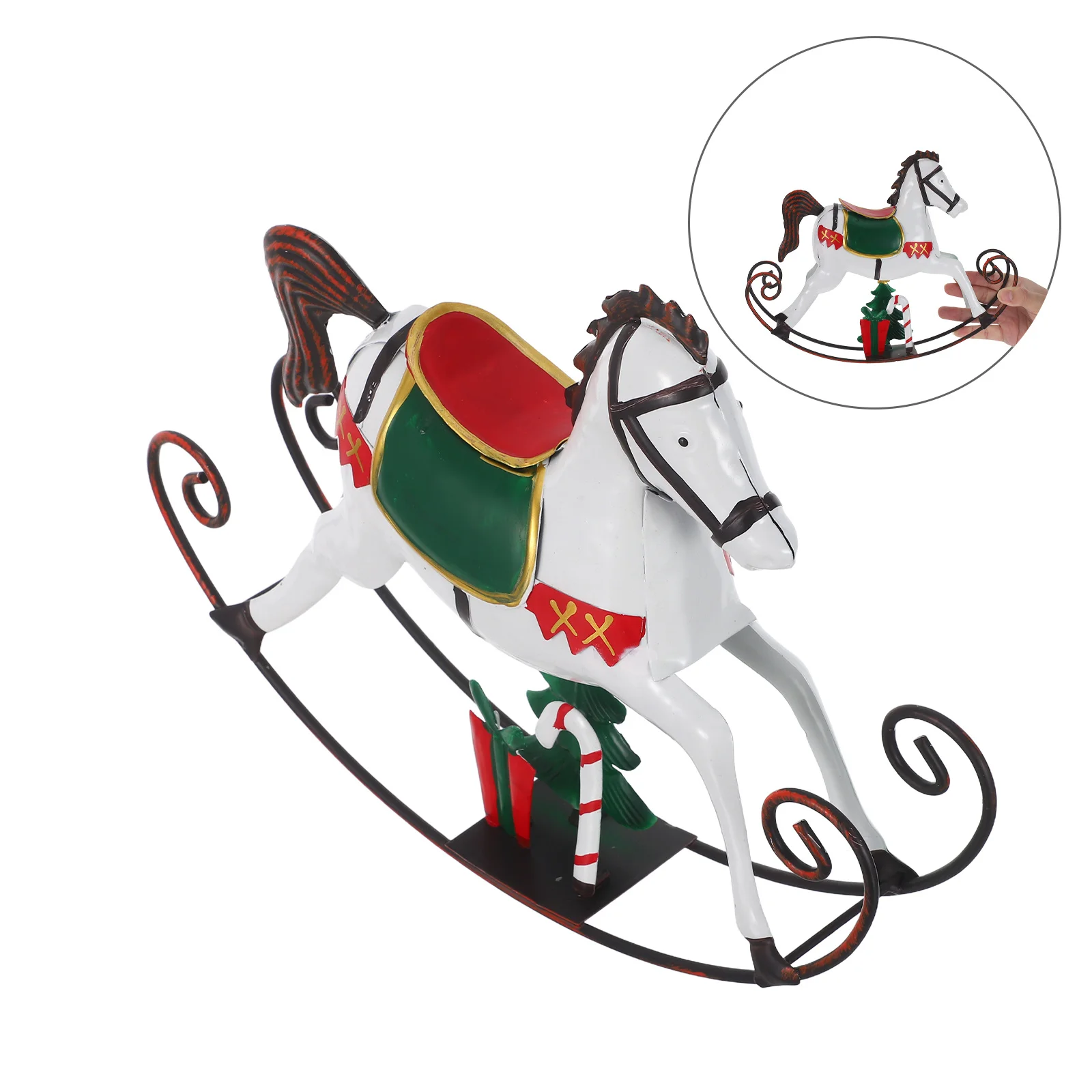 

Vintage Horse Rocker Iron Christmas Table Decoration Festive Holiday Centerpiece Home Office Decor Metal Animal Ornament